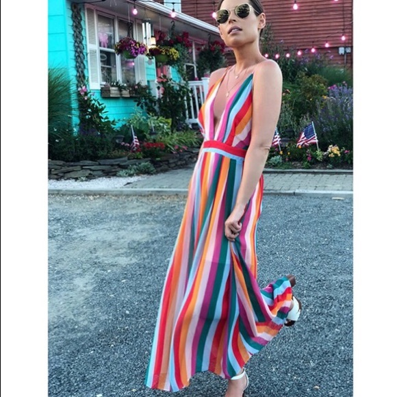 🆕Dorothy Statement Stripes Deep V Maxi Dress - Picture 2 of 8